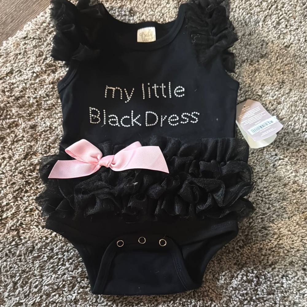 Black Baby Onesie with Pink Bow